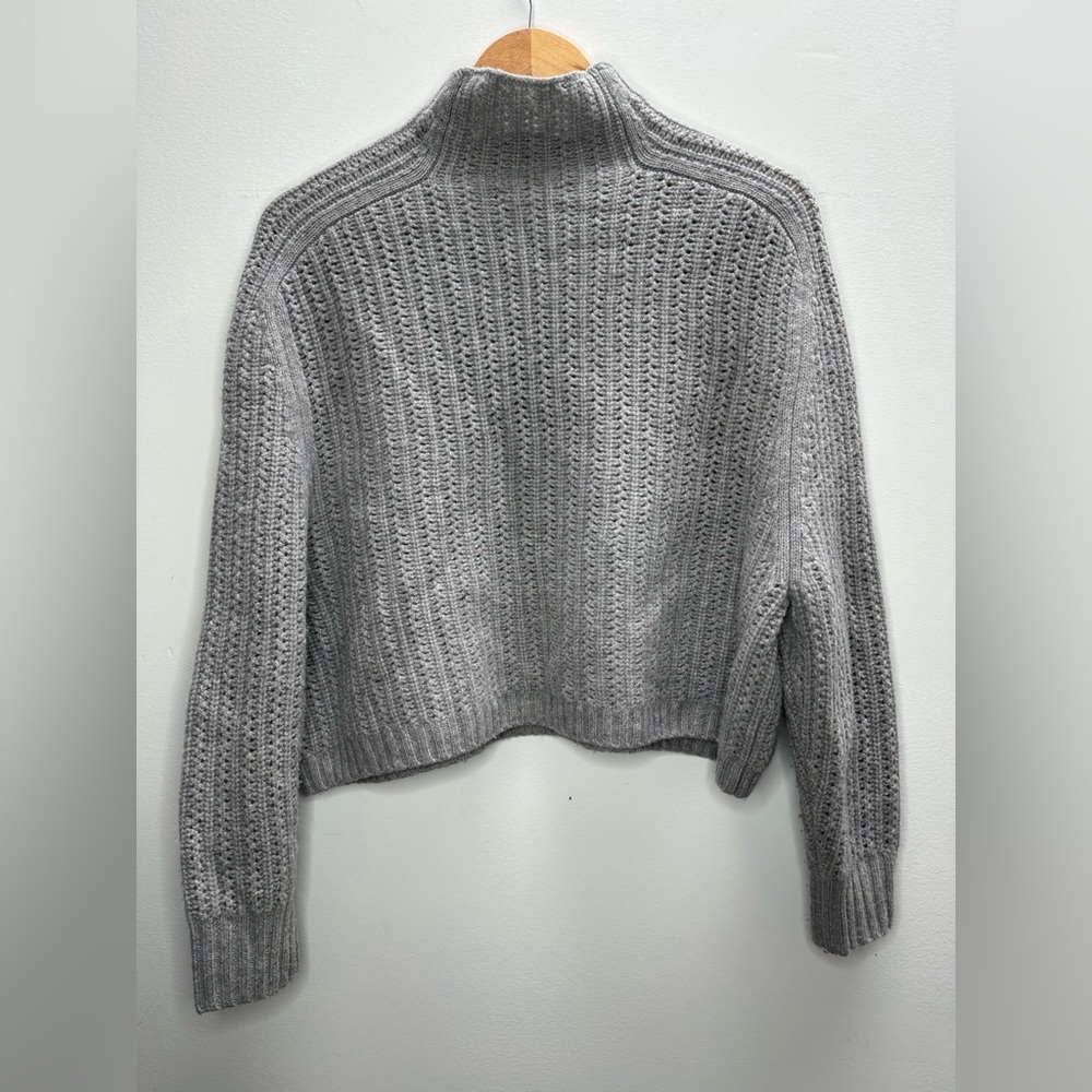 MADEWELL | Gray Mockneck Crop 100% Wool Sweater | Size S
